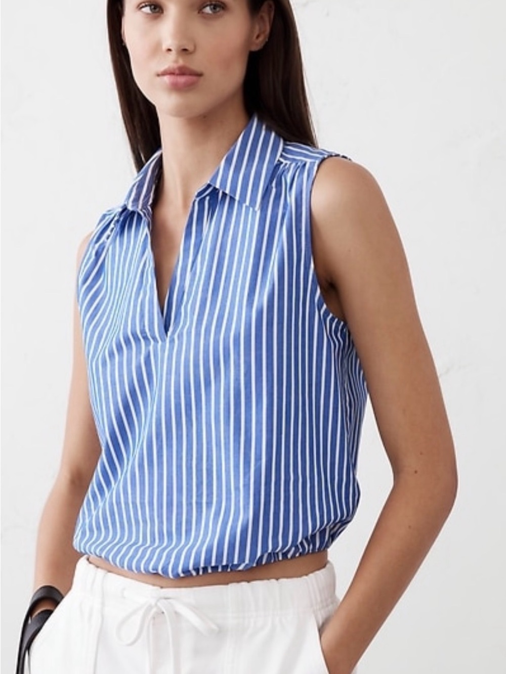 2pc Set Banana Republic Seersucker Striped Shorts /Poplin Collared top Size S